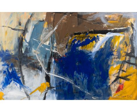 JULIA KELLER20.Jh./21.Jh.OHNE TITEL (1994) Mischtechnik auf Holzplatte. 100 x 155,5 cm (R. 106 x 161 cm). Unten rechts signie