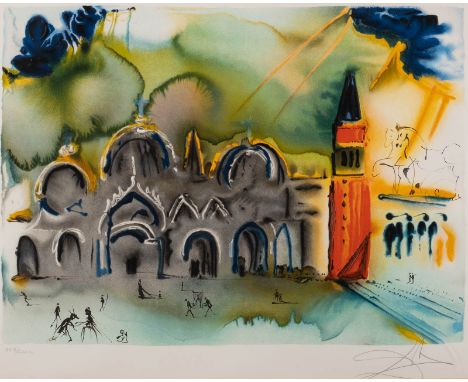 SALVADOR DALÍ1904 Figueres, Girona - 1989 ebenda'VENISE (LA BASILIQUE ET LE CAMPANILE, 1978)' Farblithografie mit Prägung auf