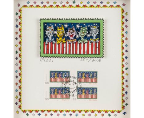 JAMES RIZZI1950 New York - 2011 ebendaOHNE TITEL (ENTWURF FÜR BRIEFMARKEN: 'ALLES GUTE!') 3D-Farblithografie und 4 Briefmarke