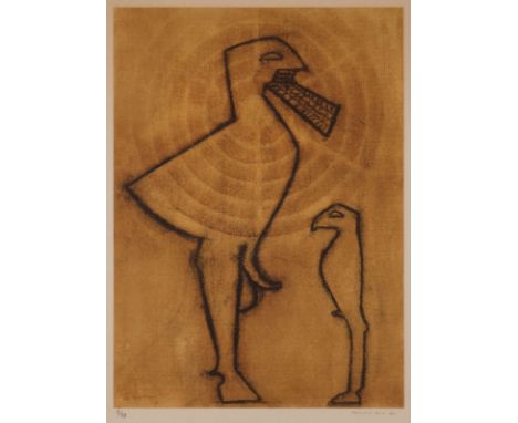 MAX ERNST1891 Brühl - 1976 ParisZWEI FABELWESEN (AUS: 'JEAN GIRAUDOUX, JUDITH', 1971) Farblithografie auf Velin. DM 32,5 x 23
