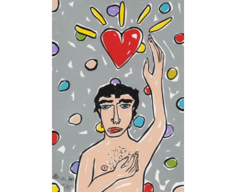 MORITZ GÖTZE1964 Halle (Saale)PAAR ARBEITEN ('ADAM' UND 'EVA') Jew. Farbserigraphie auf leichtem Karton. Jew. BM 45,5 x 31 cm
