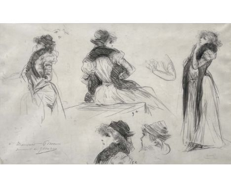Georges Clairin (French, 1843-1919), portrait studies of Sarah Bernhardt, signed with initials twice and inscribed 'A Monsieu