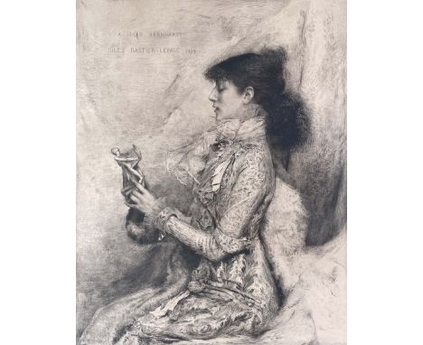 Waltler, after Jules Bastien-LePage (French, 1848-1884), portrait of Sarah Bernhardt, with signature and date 1823 purporting