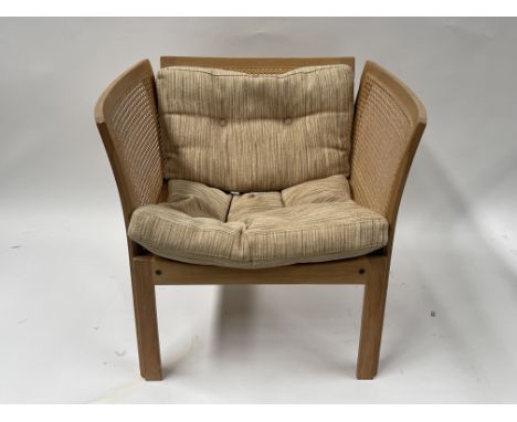 Kristian Illum Wikelso (Danish, 1919-1999), for C.F.C. Silkeborg, a 1960s Danish Plexus easy armchair, light oak with outswep