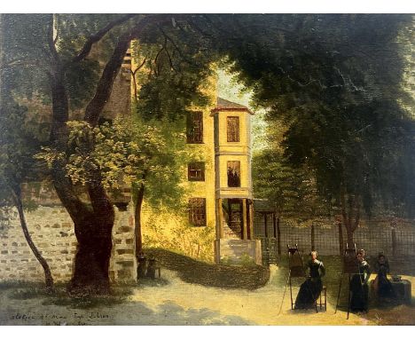 Euginie Tripier Lefranc (French, 1805-1872), Atelier de Mme Vigie Le Brun, signed and titled l.l., oil on paper laid down on 