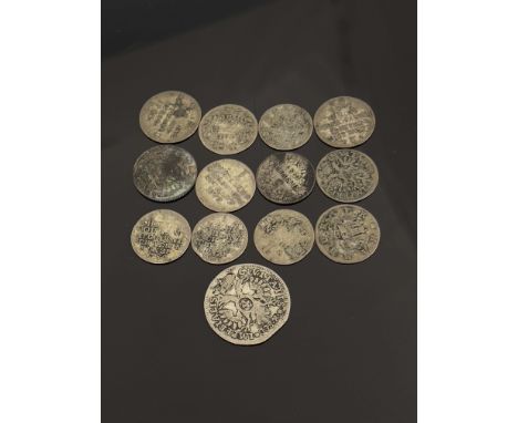 German States silver coins, Baden, 3 Kreuzer 1853; Bavaria, 6 Kreuzer 1835; Danish duchies of Schleswig and Holstein, 2 Sechs