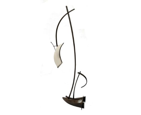 Calnan &amp; Anhoj, an Irish contemporary wrought iron Vibrant Art floor lamp, polypropelene shade, 172cm high 