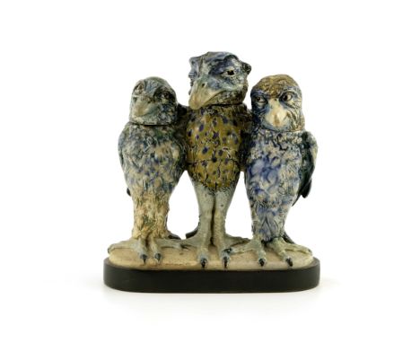 Robert Wallace Martin for Martin Brothers, a stoneware sculptural Three Birds in Harmony figure group, 1907, modelled as char