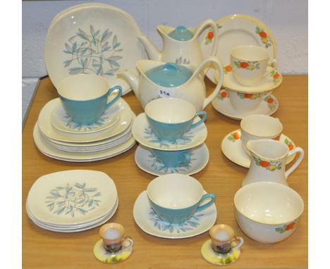 A Midwinter Stylecraft Fashion shape part tea service comprising of four cups, 3 saucers, 4 side plates, six larger plates, s