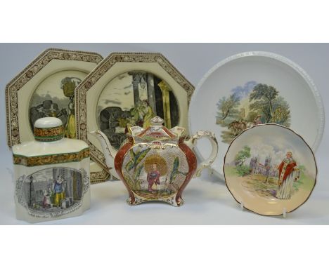 English Ceramics - a Royal Doulton series ware dish depicting Canterbury Cathedral; an Adams Prize of London tea caddy entitl