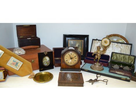 Boxes & objects - a pair of Victorian observational miniatures by Dorothy Turton; an early 20th century oak mantel clock, Rom