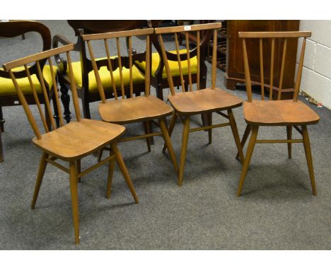 A set of four Danish design stick back kitchen chairs, stamped BS JK 1960 2056