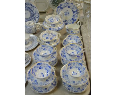 A Victorian GG-W Oak Leaf pattern part tea service comprising of teapot, sucrier, milk jug, bread & butter plate, cups & sauc