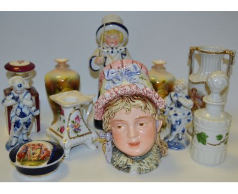 Ceramics - a 19th century Continental novelty Tobacco jar and cover in the form of a young Girl wearing a Bonnet; a French po