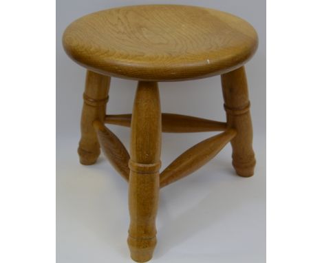 A Derbyshire farmhouse ash milking stool retailed by Chapel House Furniture, Tideswell