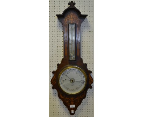 A late 19th century mahogany barometer, the 20cm silvered dial inscribed W.R. Lisle, Exeter, mercury thermometer, the case in