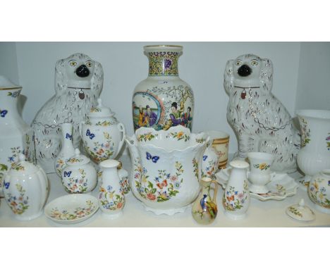 Decorative Ceramics - a pair of Staffordshire mantel dogs; various pieces of Aynsley including twin handled baluster shaped u