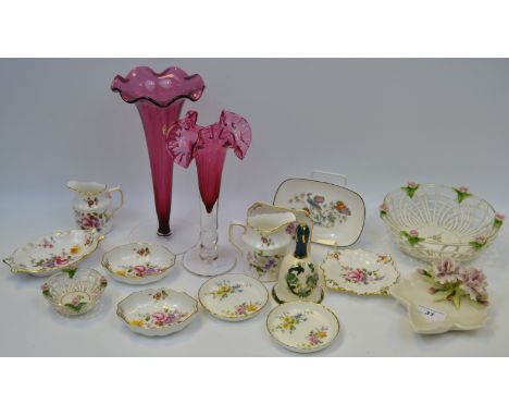 Decorative Ceramics - various Royal Crown Derby Posies pattern trinket dishes, milk, jugs; a Masons armorial spill vase, Maso