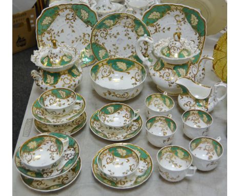 An Alcock part tea service pattern no.4627 comprising teapot, sucrier, milk jug, sandwich plates, teacup & saucers; etc.