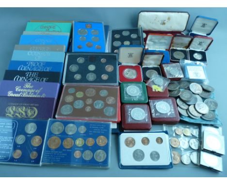 GB & UK COINS - proof sets, crowns and commemoratives including a Royal Mint 1953 Coronation set, cased 1983 and 1987 proof p