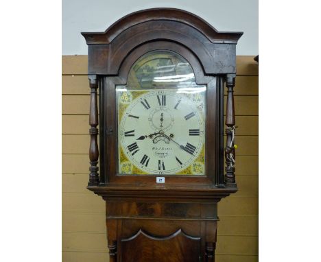 A 19th CENTURY MAHOGANY AUTOMATON LONGCASE CLOCK by H & J Daniel, Liverpool, the arched top hood and door with turned pillar 