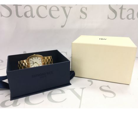 A boxed Gold Plated Raymond Weil gents watch, postage category B