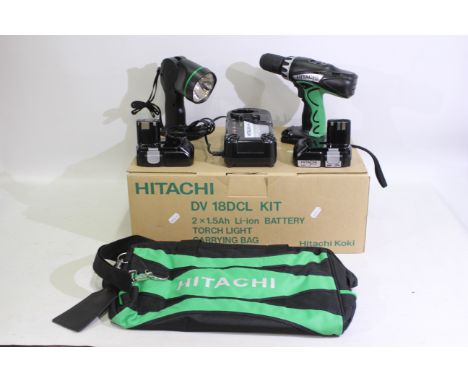 Hitachi - A boxed Hitachi DV 18DCL Kit - Comes with cordless impact driver drill, 2 x 1.5Ah Li-ion Batteries, torch light, ca