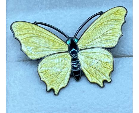 Sterling silver and enamel butterfly brooch. Maker J.A.&amp;.S. 
