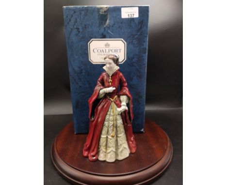 Large Coalport figure queen of England Mary the first figure with box. 