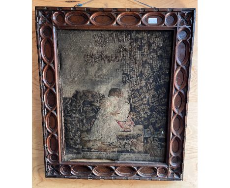 Antique 18th/ 19th century burr wood frame fitted with antique needle work tapestry. [Frame 81x70cm] 