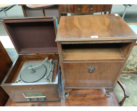 1950s ecko turntable cabinet with Garrard record player together with bed side cabinet . 