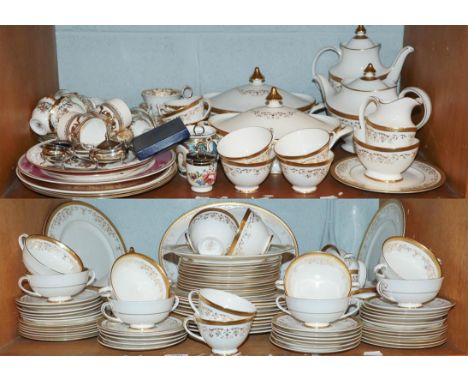 A Royal Doulton Belmont pattern part dinner/tea service, and various china teawares including a Davenport hand painted trio, 