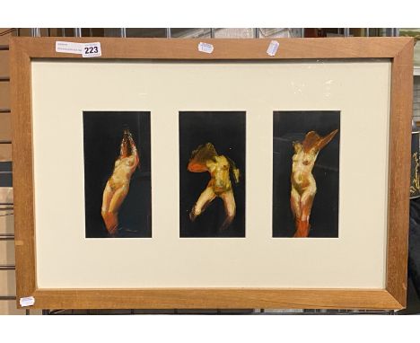 MERLIN GLOZIER SELF PORTRAIT TRIPTYCH 1996 MIXED MEDIA - 45.5 X 66 CMS APPROX