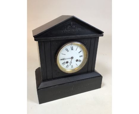 Vintage slate mantle clock with French Brevete SGDG patented movement. Winding key present, untested. 95mm diameter face. Ver