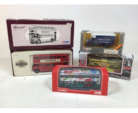 Selection of Corgi bus and transport interest, to include limited edition Hamleys of London Routemaster bus, a Kowloon Motor 