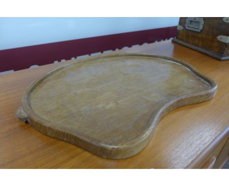 A Robert Mouseman Thompson oak kidney shaped tray