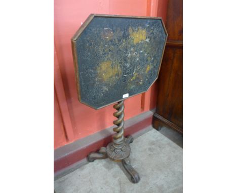 A William IV mahogany tilt top tripod table, with lacquered top