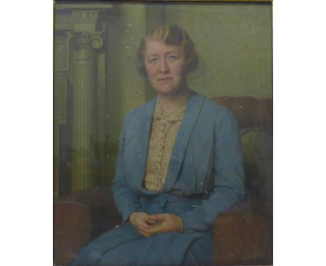 Noel Denholm Davis (British, 1876 - 1950), portrait of a seated lady, oil on canvas, 75 x 62, framed