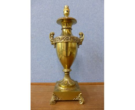 A brass urn style table lamp