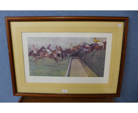 A Cecil Aldin limited edition print, Beechers Brook, framed