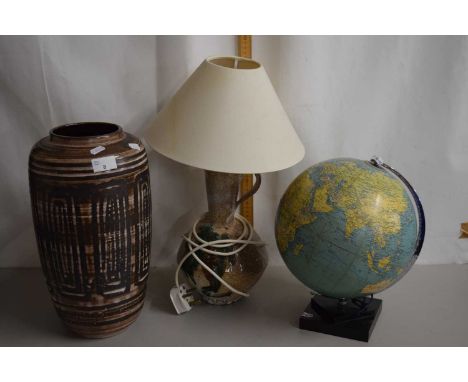 Mixed Lot: A Philips 10" Challenge Globe together with a Rye pottery vase and a pottery table lamp (3)