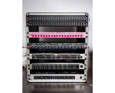A Collection of Processor Units in a Rack Flight Case including two Neutrik NYS-SPP-L1 24 way patchbays, a Freeform Analogue 