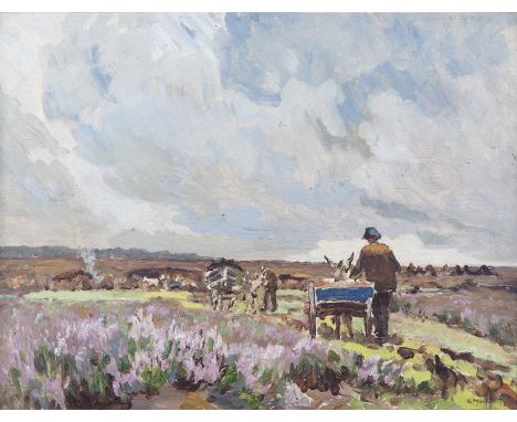 Letitia Marion Hamilton RHA (1878-1964)Carting TurfOil on panel, 29.5 x 38cm (11½ x 15)Signed with initials, signed and inscr