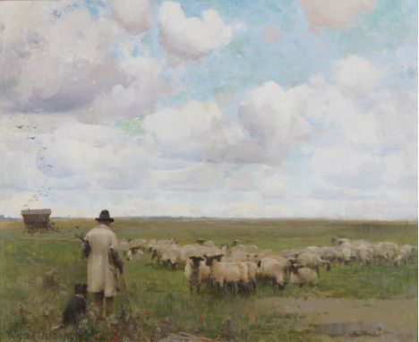 Walter Frederick Osborne RHA ROI (1859-1903)Counting the Flock (c.1885/86)Oil on board, 33 x 40cm (13 x 15¾'')SignedProvenanc