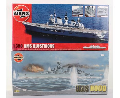 Fifteen Airfix model Ship kits, unopened 1:400 scale HMS Hood and 1:72 scale German E-boat and RAF Rescue Launch, opened 1:35