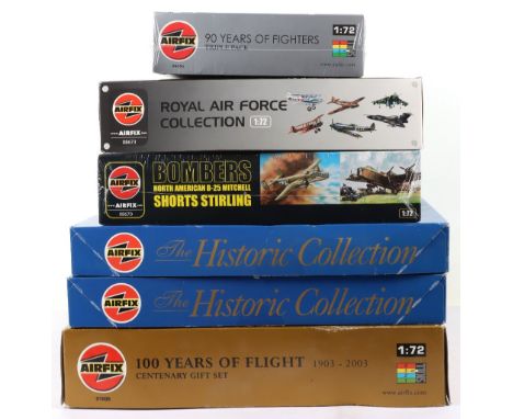 Six Airfix 1:72 scale aircraft multi model kit sets, including, History of the Royal Air Force with RE8, Hawker Demon, Spitfi