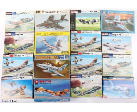 Thirty-two 1:72 scale Jet fighter model kits, including Eduard Royal Class MiG-15 kit, 3xWeekend Edition UTI MiG-15 with extr