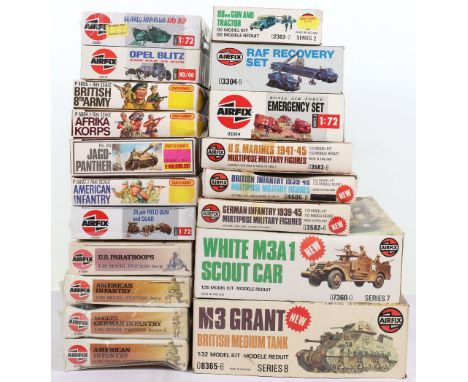 Airfix mixed scale Military model kits, including, 1:32 scale, two American infantry, US Paratroops, modern German infantry, 