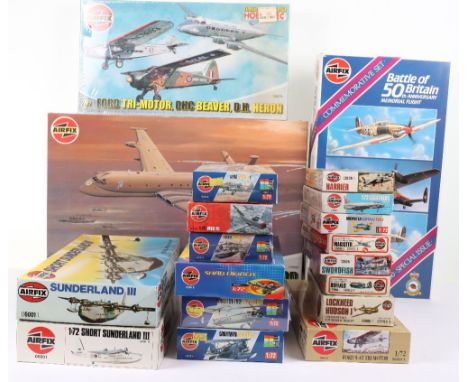 Twenty Airfix 1:72 scale model Aircraft kits, including BAe Nimrod, unopened three kit set Ford Tr-motor, DHC Beaver and DH H