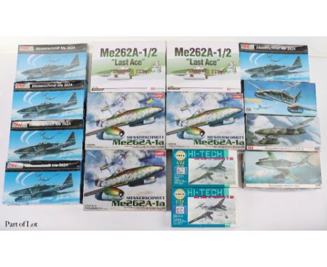 Twenty-nine 1:72 scale WWII German and Japanese fighter model kits, fourteen various Messerschmitt’s including 5xAcademy four